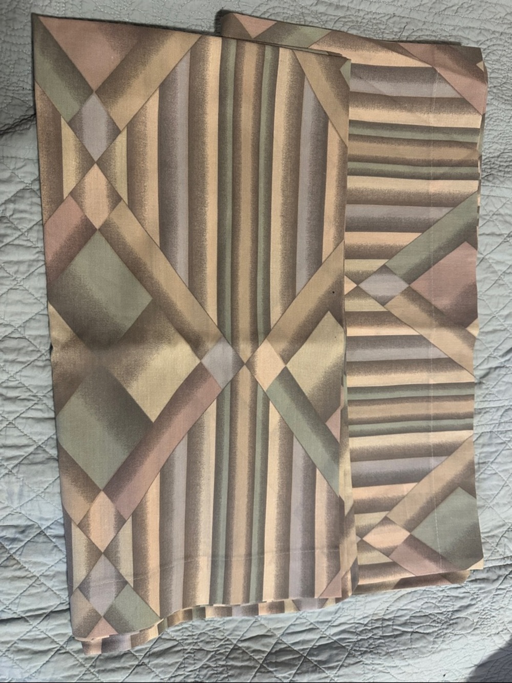 PacificStriped Pillowcase in Soft Sage, Beige, and Dusty Pink